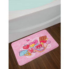 Heart Ice Cream Strawberry Bath Mat