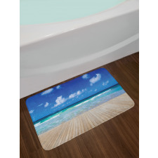 Waves on Wooden Pier Shore Bath Mat