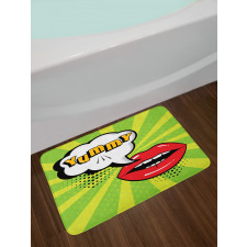 Retro Comic Balloon Lips Art Bath Mat