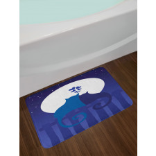 Cats in Love at Night Cartoon Bath Mat