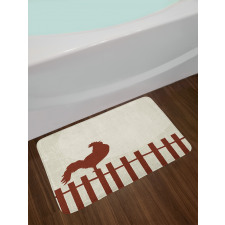 Rooster Silhouette Grunge Bath Mat