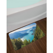 Aerial Annecy Lake Pine Bath Mat