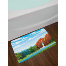 Waterfall Mountain Sky Bath Mat