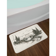 Forest Landscape Sketch Bath Mat