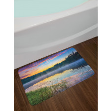 Foggy Sunset on Lake Bath Mat