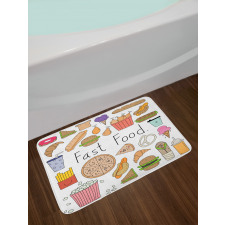 Fast Food Lettering Doodle Bath Mat