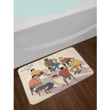 Group Therapy Illustration Bath Mat