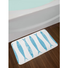 Sardine Fish Doodle Oceanic Bath Mat