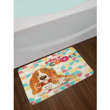 Basset Hound Dog with Bow Bath Mat