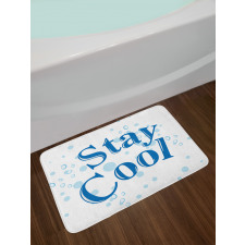 Blue Tones Words Bubbles Bath Mat