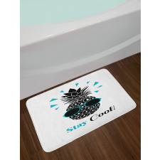 Words and Pineapple Print Bath Mat