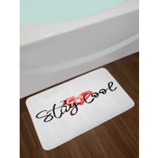 Ink Calligraphy and Heart Bath Mat