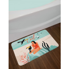 Summer Girl with Toucan Bath Mat