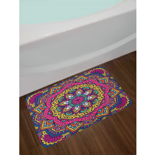 Colorful Floral Motif Bath Mat