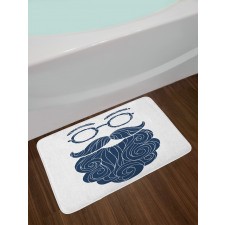 Hipster Fashion Beard Glasses Bath Mat