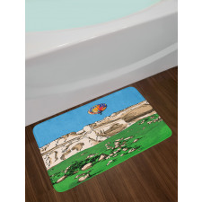 Mountains and Air Balloon Bath Mat