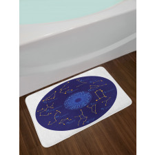 Round Shape Astrology Map Bath Mat