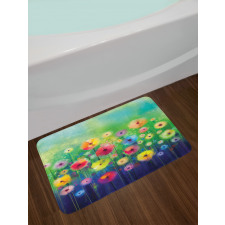 Colorful Garden Meadow Theme Bath Mat