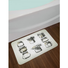 Rustic Sketchy Jars Bath Mat