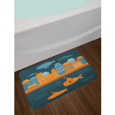 Train Airship Submarines Bath Mat