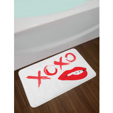 Lipsticked Woman Biting Lips Bath Mat