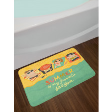 Sunbathing Kids Beach Doodle Bath Mat