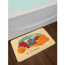 Fall Leaves Trees and House Bath Mat