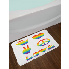 Rainbow Colors Peace and Love Bath Mat