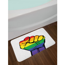 Gay Rights Rainbow Fist LQBT Bath Mat