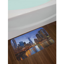 Chicago Riverside at Night Bath Mat