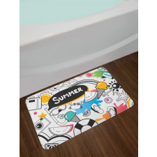 Summer Items Pictogram Bath Mat