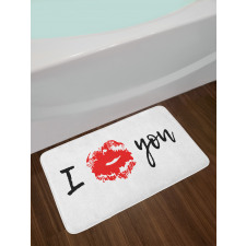 I Kiss You with Lipstick Print Bath Mat