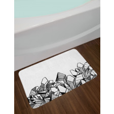 Hatched Crystals Drawing Bath Mat