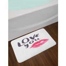 Love You and Lipstick Kiss Bath Mat