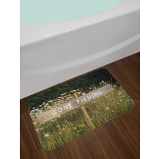 Sign Pole Among Field Bath Mat