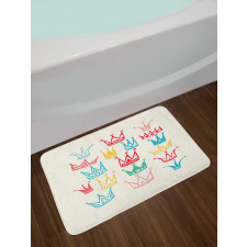 Cartoonish Colorful Crowns Bath Mat