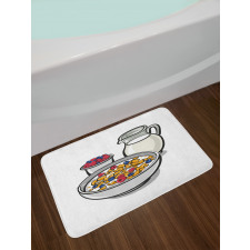 Healthy Breakfast Cartoon Bath Mat