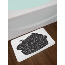 Monochrome Cupcake Doodle Bath Mat