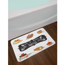 Various Dessert Doodle Bath Mat