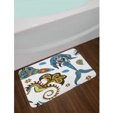 Mermaid and Sea Horse Bath Mat