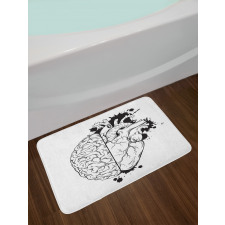 Human Heart and Brain Art Bath Mat