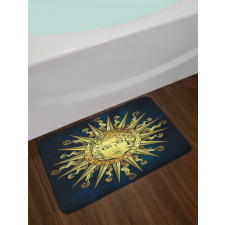 Sun with Antique Woman Face Bath Mat