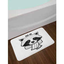 Raccoon with Hug Me Words Bath Mat