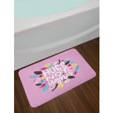 Floral Hugs not Ughs Lettering Bath Mat