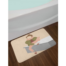 Young Girl with Bun Bath Mat