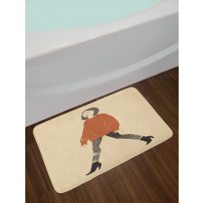 Girl in Fashionable Clothes Bath Mat