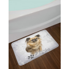 I Love My Dog Paw Print Bath Mat