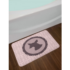 Dog Silhouette in Vintage Bath Mat