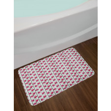 Bouquet with Buds on Stripes Bath Mat