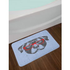 Funny Hipster Dog Bath Mat